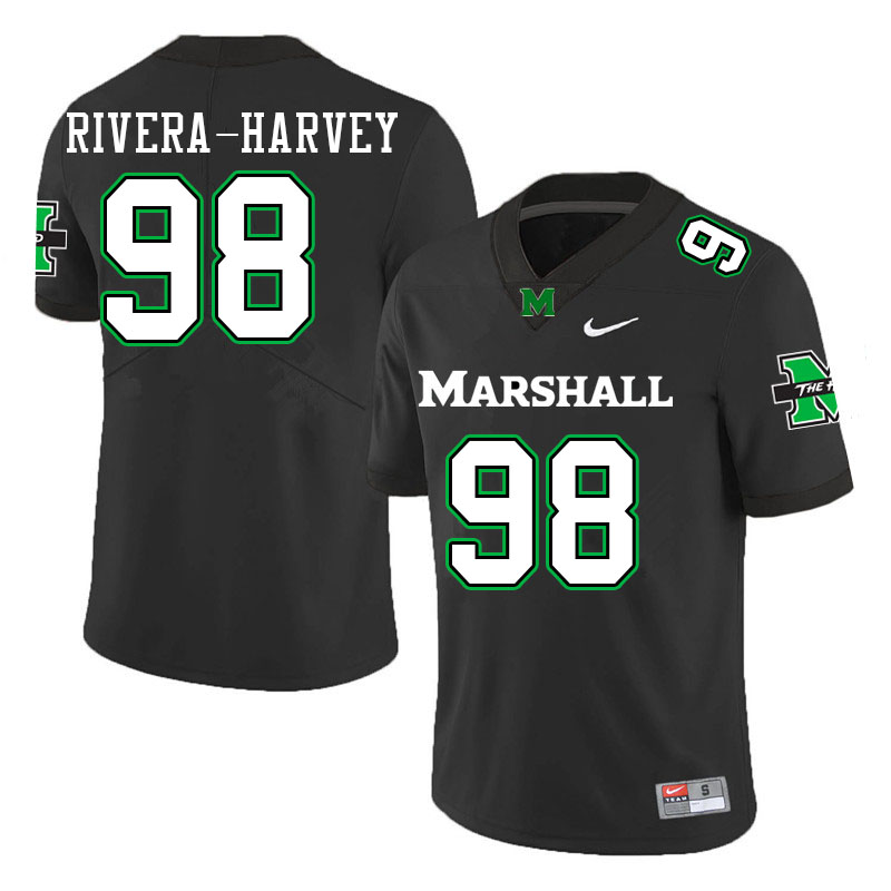 Men #98 Jalil Rivera-Harvey Marshall Thundering Herd College Football Jerseys Stitched Sale-Black